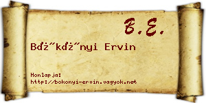 Bökönyi Ervin névjegykártya