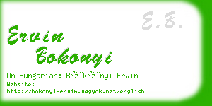 ervin bokonyi business card